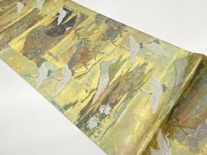 富嶽三十六景に群鶴模様織出し袋帯